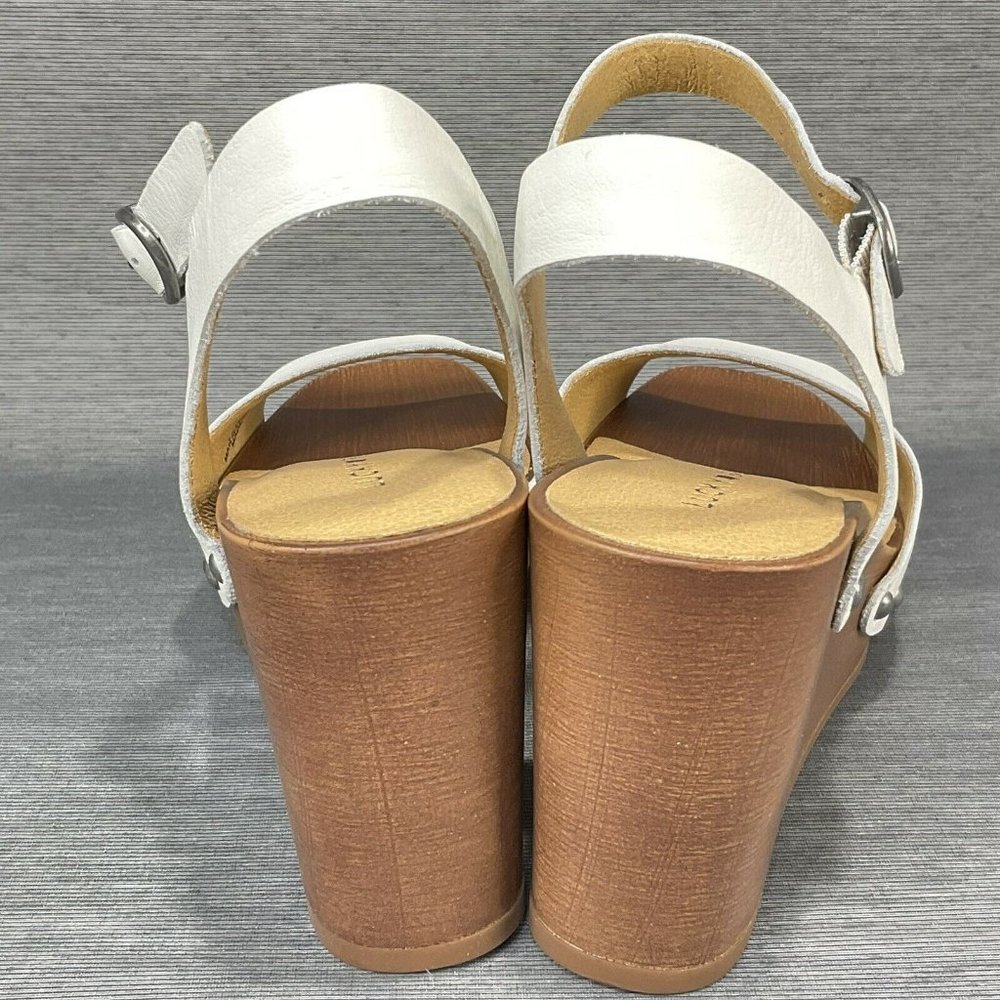 Lucky Brand Shoes Womens Sz 6 Zashti White Angora Vegan Leather Wedge Sandal New - Picture 6 of 10